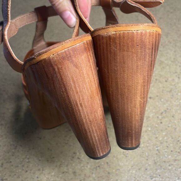 Jeffrey Campbell Free People Wood Platform Leather Sandals 9.5 - Picture 10 of 11